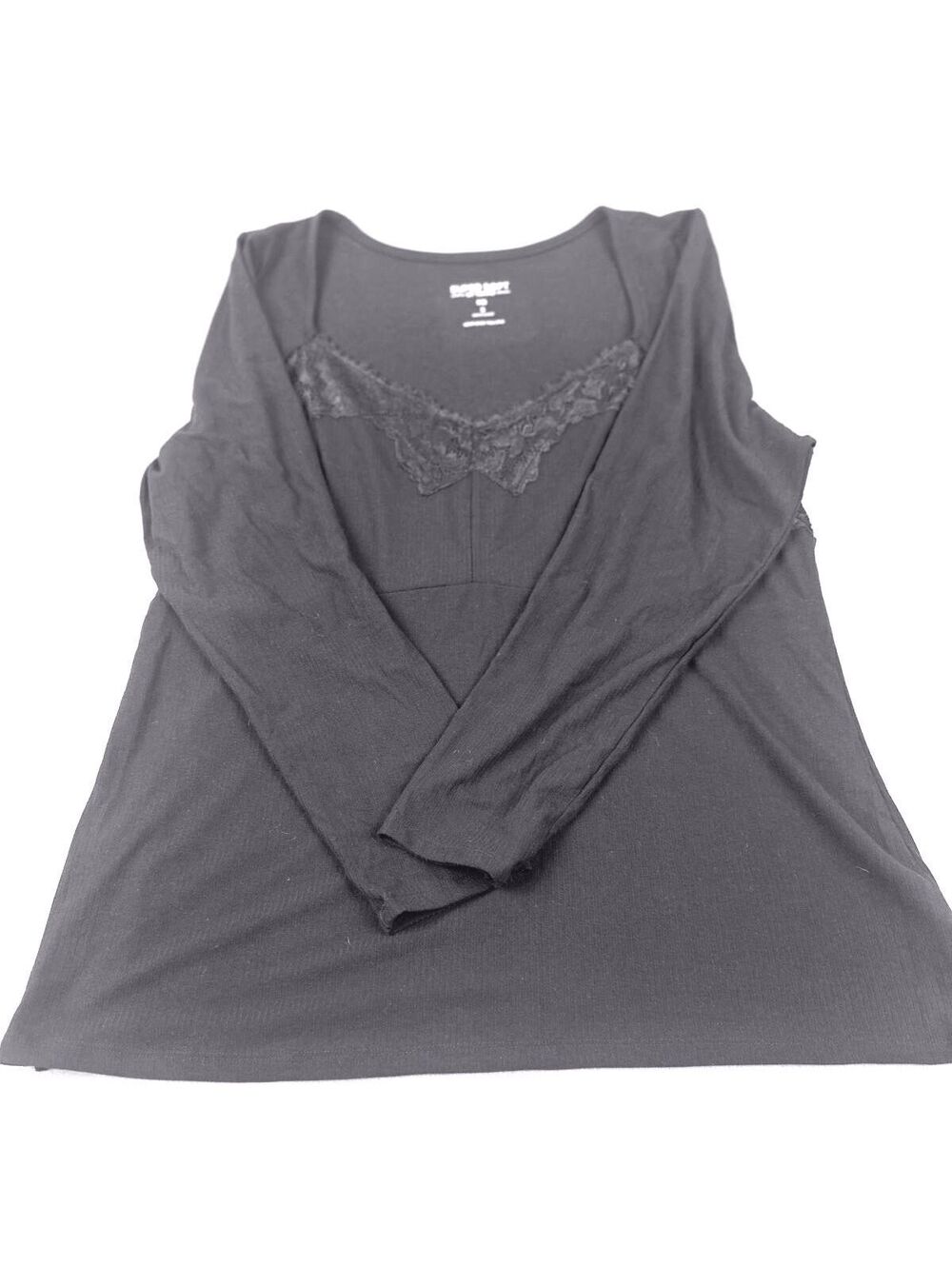 Torrid Super Soft Ribbed Top Size 22-24 | Charcoal Lace Collar | Rayon Stretch